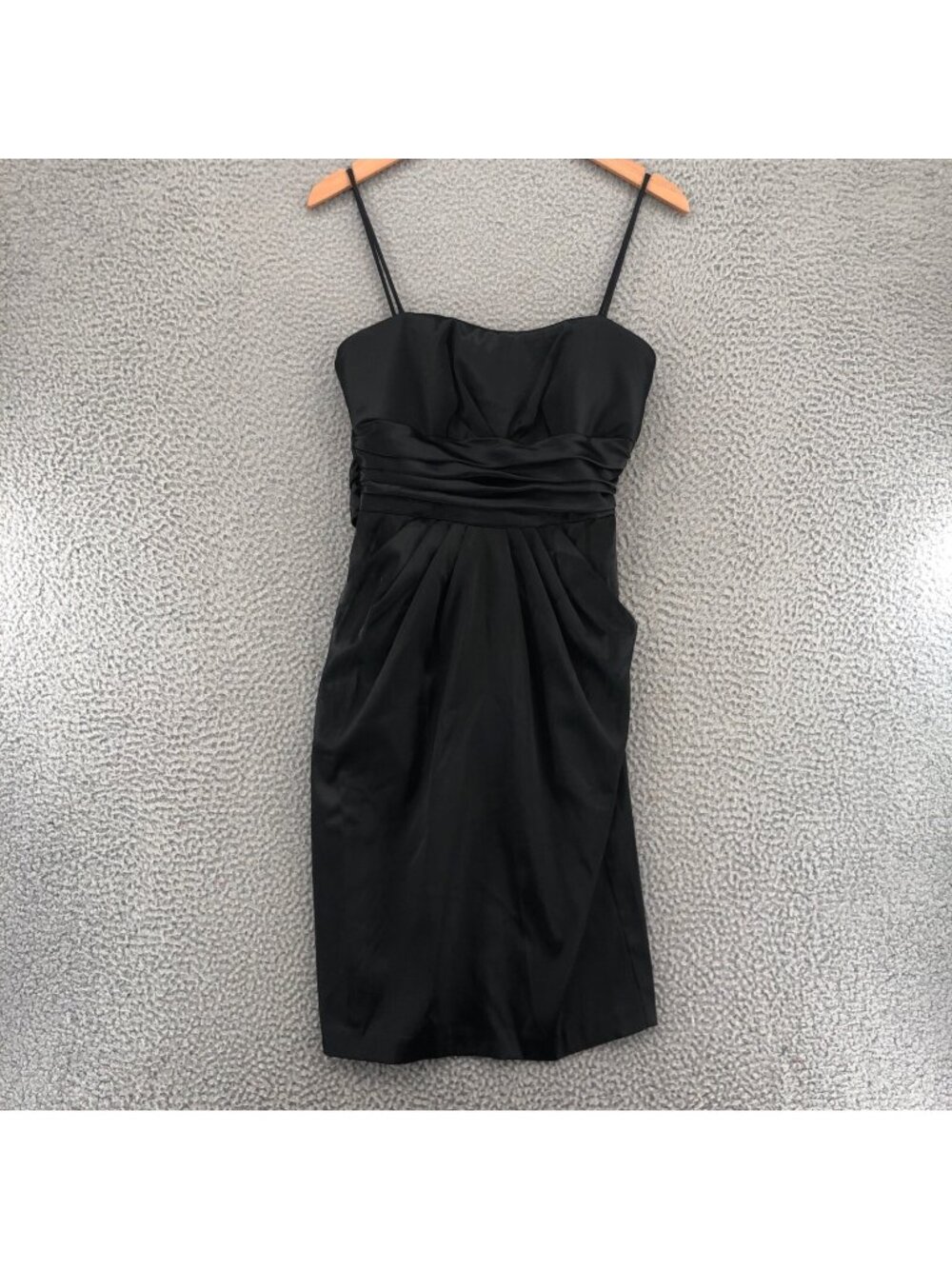 Betsy & Adam Dress Womens 4 Black Above Knee Sheath Cocktail Straps Pocket Pleat